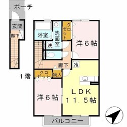 ローズコート野添　Ａ棟の物件間取画像